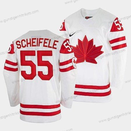 Nike Herren Mark Scheifele Kanada Hockey 2022 Beijing Winter Olympic #55 Heimtrikots Trikots – Weiß