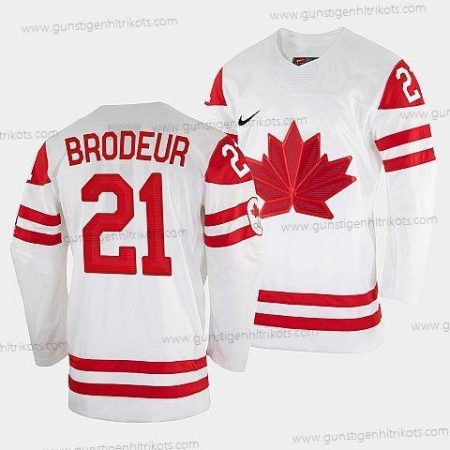 Nike Herren Martin Brodeur Kanada Hockey 2022 Winter Olympic #21 Salt Lake City Trikots – Weiß