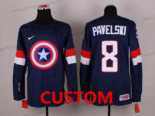 Nike Herren Personalisiertes 2015 Team USA Captain Amerika Trikots Version 2 – Marineblau Blau