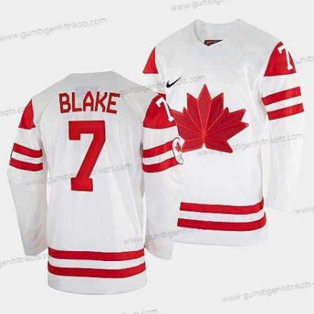 Nike Herren Rob Blake Kanada Hockey 2022 Winter Olympic #7 Salt Lake City Trikots – Weiß