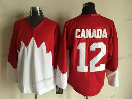 Nike Herren Team Kanada #12 Kanada 1972 CCM Retro Hockey Trikots – Rot