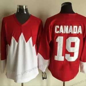 Nike Herren Team Kanada #19 Kanada 1972 CCM Retro Hockey Trikots – Rot