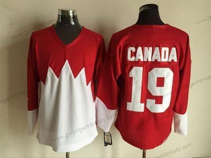 Nike Herren Team Kanada #19 Kanada 1972 CCM Retro Hockey Trikots – Rot