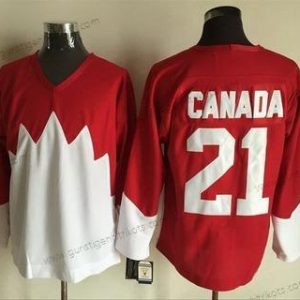 Nike Herren Team Kanada #21 Kanada 1972 CCM Retro Hockey Trikots – Rot