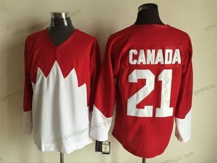 Nike Herren Team Kanada #21 Kanada 1972 CCM Retro Hockey Trikots – Rot