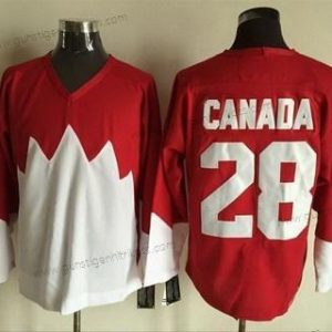 Nike Herren Team Kanada #28 Kanada 1972 CCM Retro Hockey Trikots – Rot