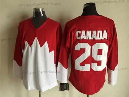 Nike Herren Team Kanada #29 Kanada 1972 CCM Retro Hockey Trikots – Rot