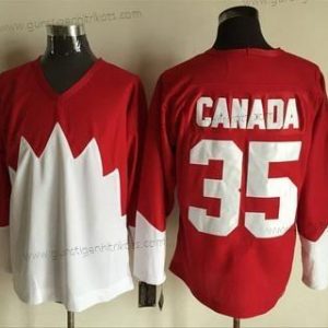 Nike Herren Team Kanada #35 Kanada 1972 CCM Retro Hockey Trikots – Rot