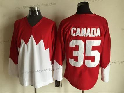 Nike Herren Team Kanada #35 Kanada 1972 CCM Retro Hockey Trikots – Rot