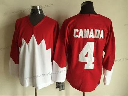 Nike Herren Team Kanada #4 Kanada 1972 CCM Retro Hockey Trikots – Rot