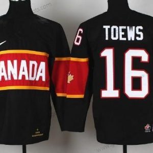 Nike Kinder 2014 Olympics Kanada #16 Jonathan Toews Trikots – Schwarz