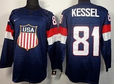 Nike Kinder 2014 Olympics USA #81 Phil Kessel Trikots – Marineblau Blau