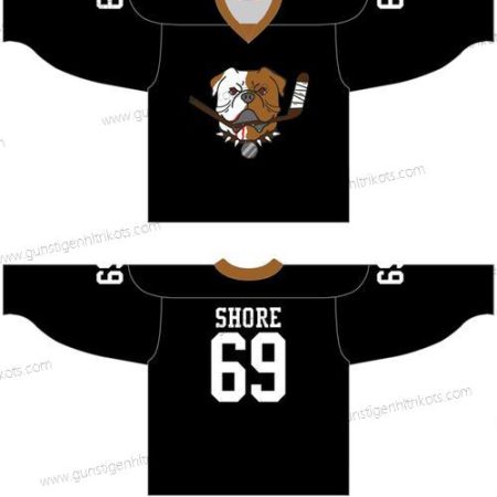 Sudbury Bulldogs Personalisiertes #69 Shore Hockey Trikots – Schwarz